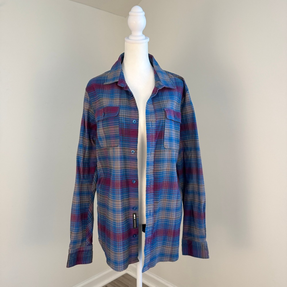 Nike SB Flannel Shirt Mens Medium Blue Purple Plaid Long Sleeve Skate Streetwear - Picture 2 of 14